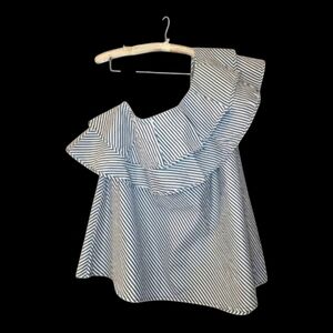 COC Clothing Obsessed Co. One Shoulder Striped Top Sexy Flirty 2X